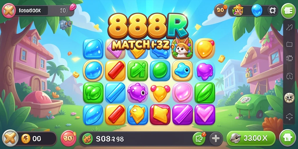 Tampilan seru gameplay <strong>888R</strong> dalam aksi Match-3.