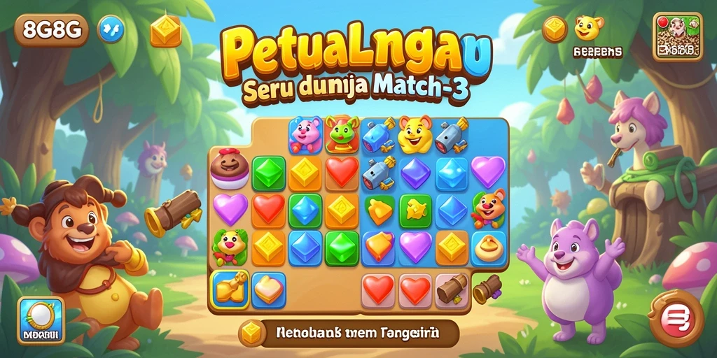 Tampilan gameplay seru dari 8G8G, penuh warna dan tantangan.