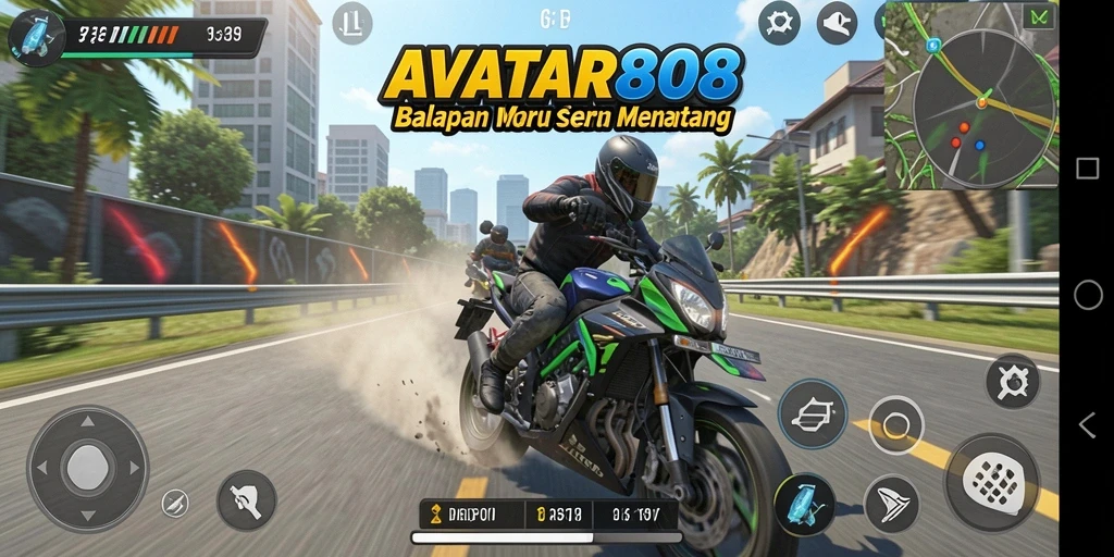 Gameplay mendebarkan di AVATAR808 dengan motor kustom.