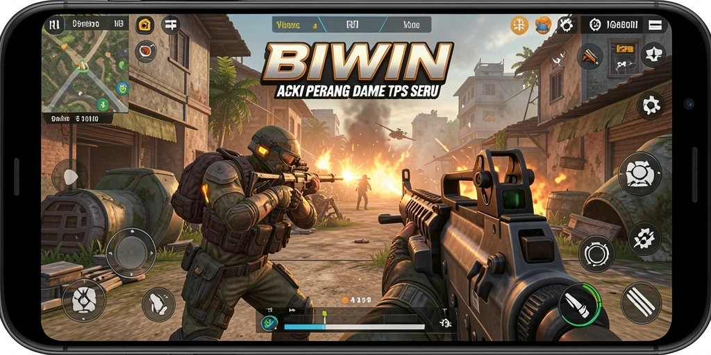 Tampilan gameplay menyerupai pertempuran intens dalam game TPS.
