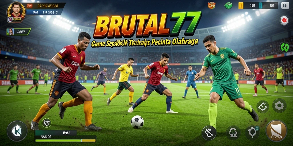 Tampilan gameplay BRUTAL77 yang menakjubkan dalam aksi sepak bola.
