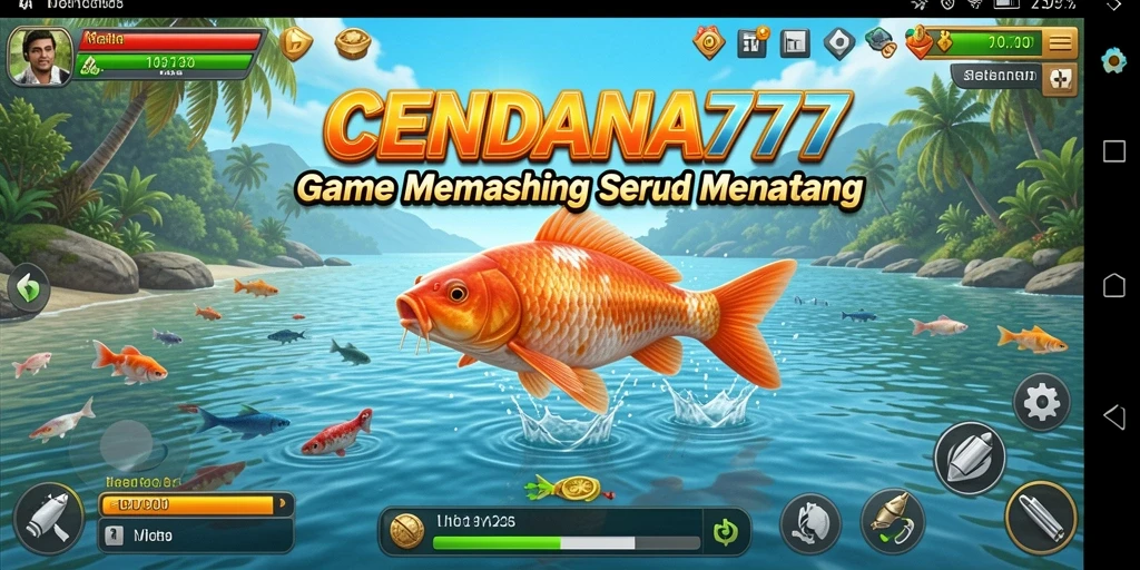 Gameplay memancing CENDANA777 dengan ikan beragam dan lokasi menarik.