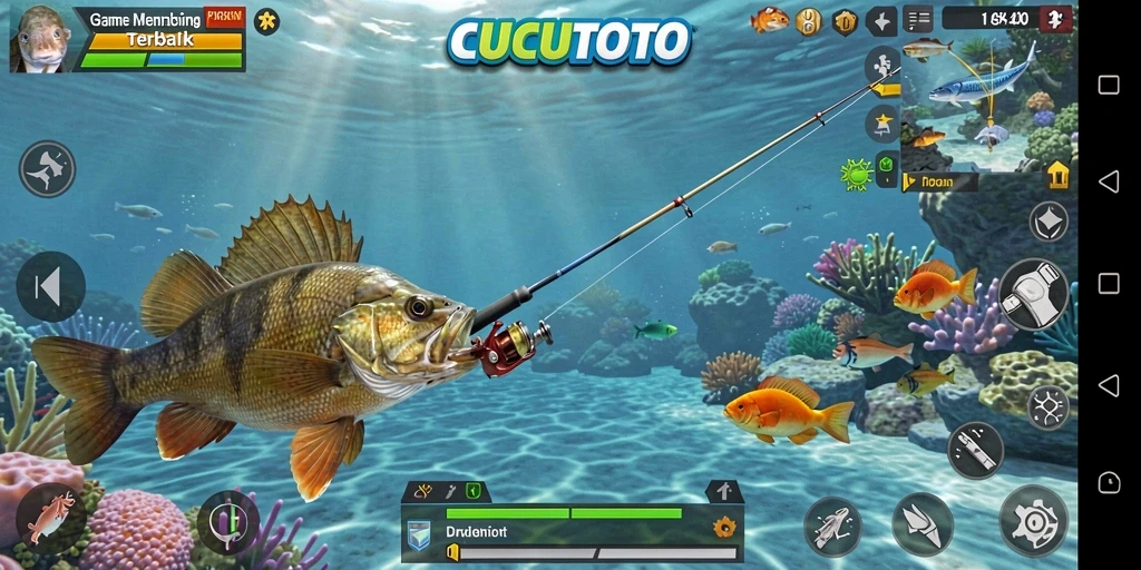 Gameplay seru CUCUTOTO menampilkan pengalaman memancing yang mendalam.