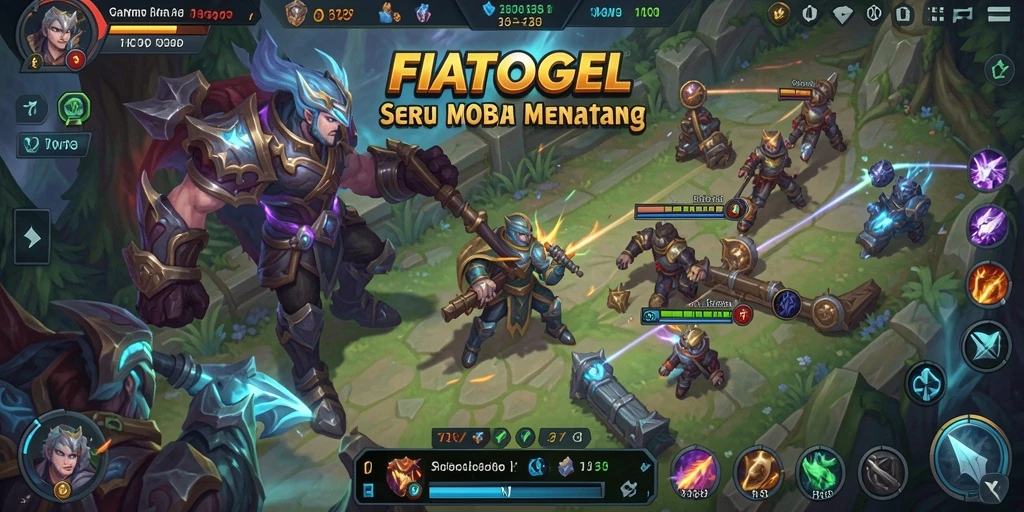 Tangkapan layar utama dari gameplay FIATOGEL menampilkan pertarungan seru antar tim.