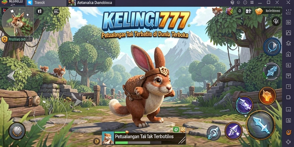 Screenshot gameplay KELINCI777 menampilkan petualangan seru di dunia terbuka.