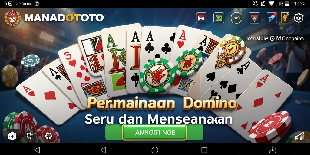 Tampilan gameplay seru dari MANADOTOTO dengan aksi domino yang mendebarkan.