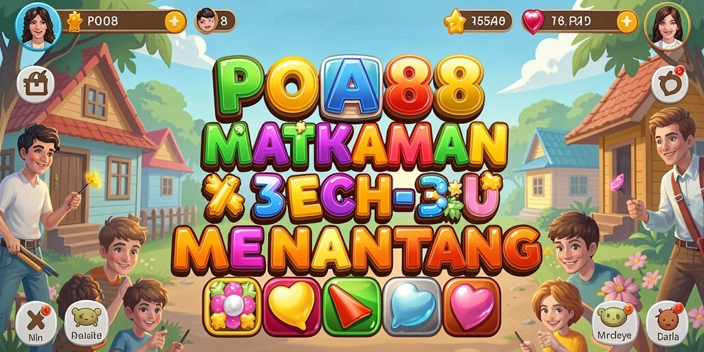 Screenshot utama POA88 menampilkan gameplay mencocokkan permata yang menarik.