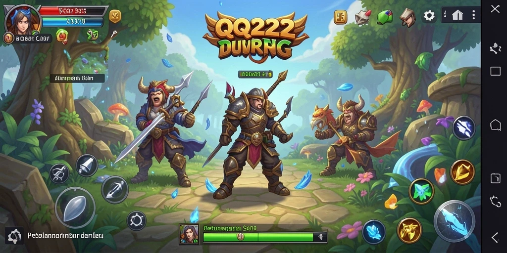 Screenshot menampilkan aksi mendebarkan dalam permainan RPG QQ222.