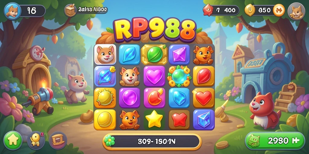 Tangkapan layar RP888 menunjukkan gameplay Match-3 yang menawan.