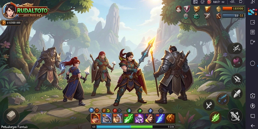 Tampilan gameplay RUDALTOTO yang penuh aksi dan petualangan RPG.
