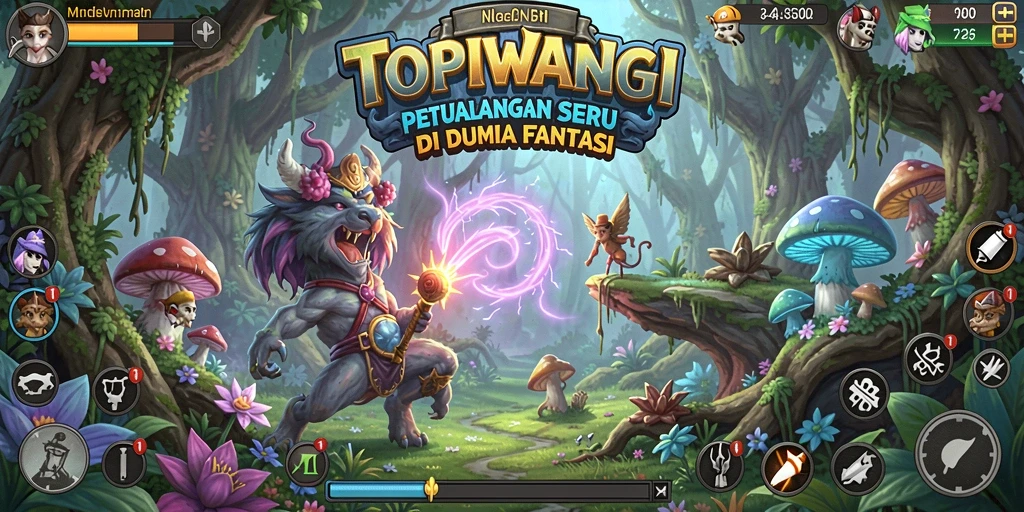 Screenshot menampilkan petualangan seru di dunia fantasi TOPIWANGI.